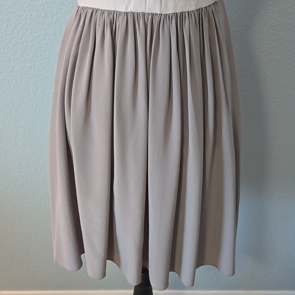REBECCA TAYLOR Silk Pleated W/ Viscose Blend Top V Neck Midi Dress Gray Sz Small - Picture 3 of 13